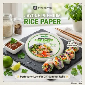 JAYONE Rice Paper 250g – The Secret to Viral Rice Paper Dumplings! 22cm Large Size, Q-Bouncy Texture, 0 Fat & Low Calorie. Perfect for Spring Rolls & Healthy DIY Snacks! Natural Traditional