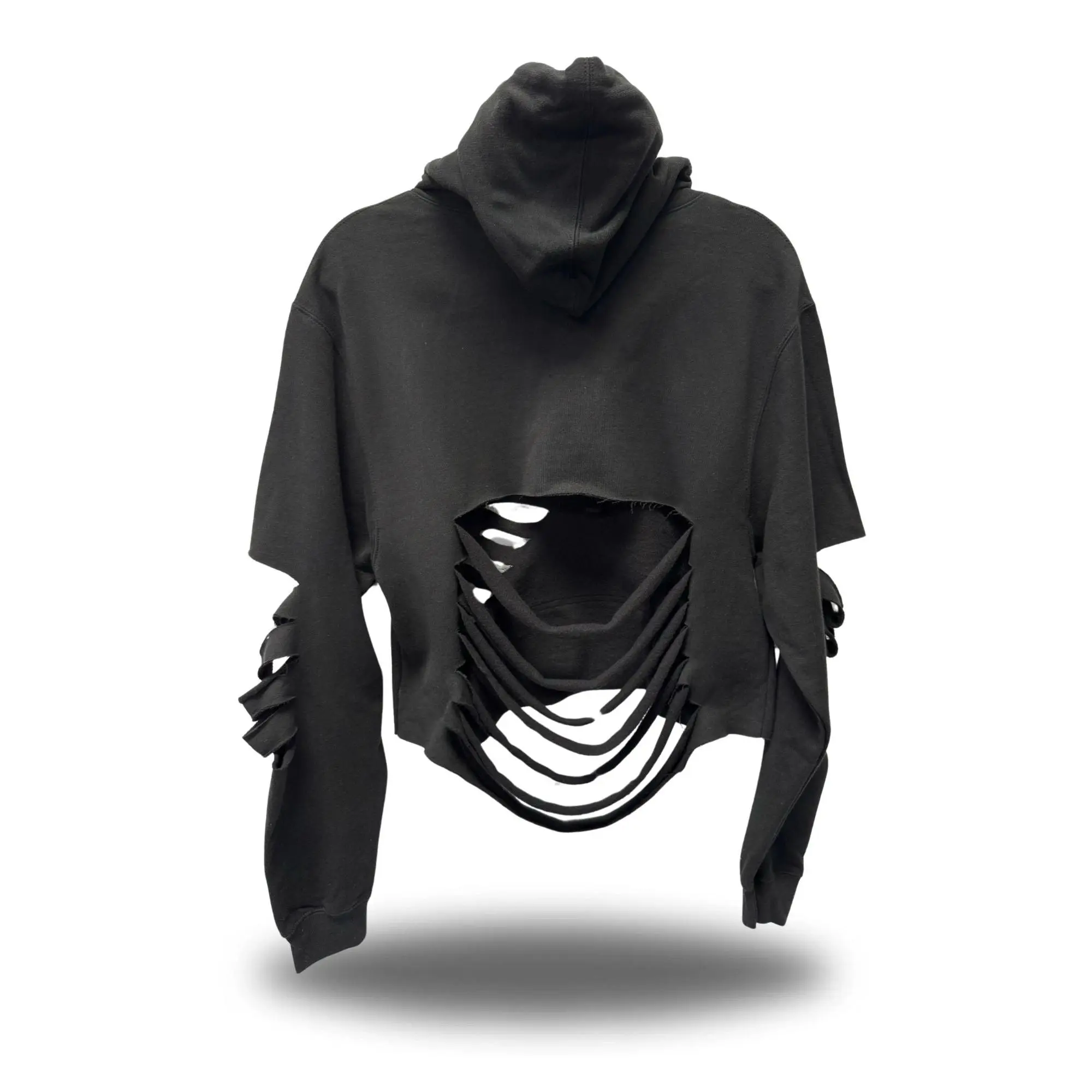 Women's Black Road Rash Back Slash Crop Hoodie - Unisex Style, Casual Comfortable Clothes, Women's Tops