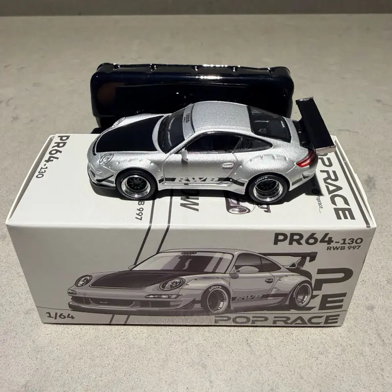 Pop Race Porsche RWB 997 Silver 1/64 PR64-130 1/64 Diecast