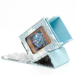 Printed Blue Dragon Card Storage Box with Display Window, Holds 120+ Cards, Ideal for Ptcg Magnetic PU Cards, Card Hobby Box