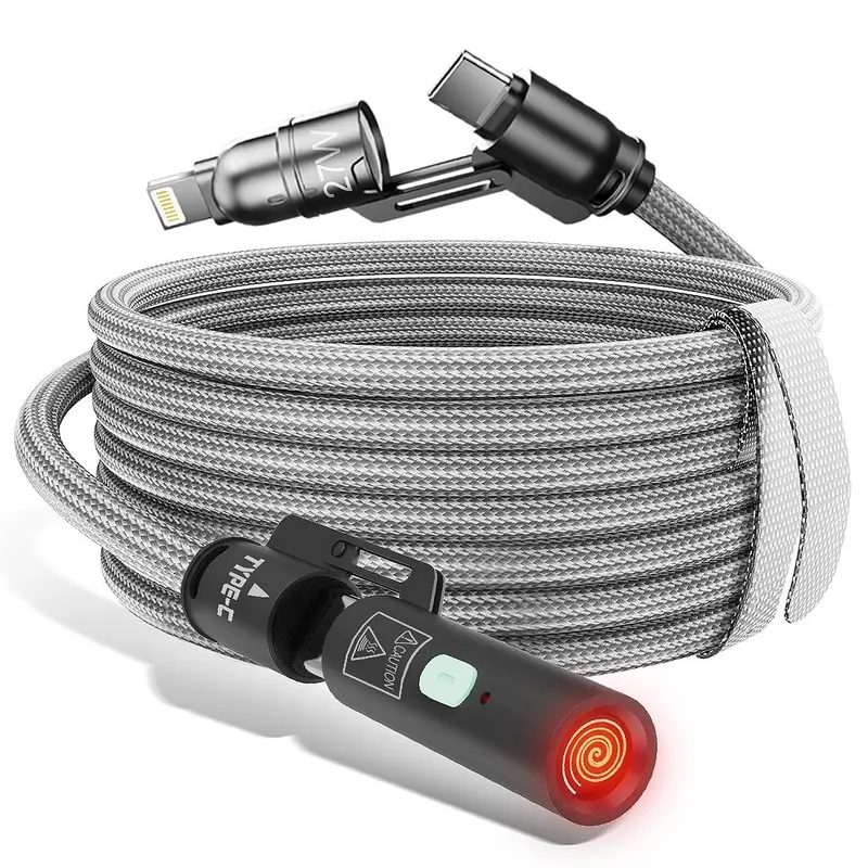 USB C to Lightning Cable, 240W 4 in 1 Charging Cable 5 FT, Reinforced Braided USB C/Lightning to C/Cigarette Lighter for iPhone Air 17 16 15 14 Pro Max, iPad, MacBook & More