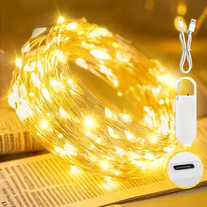 2pcs/4pcsRechargeable Fairy Lights, Twinkle Lights Battery Operated, Mini Indoor LED String Lights, Bedroom, Christmas, Parties, Wedding, Decoration