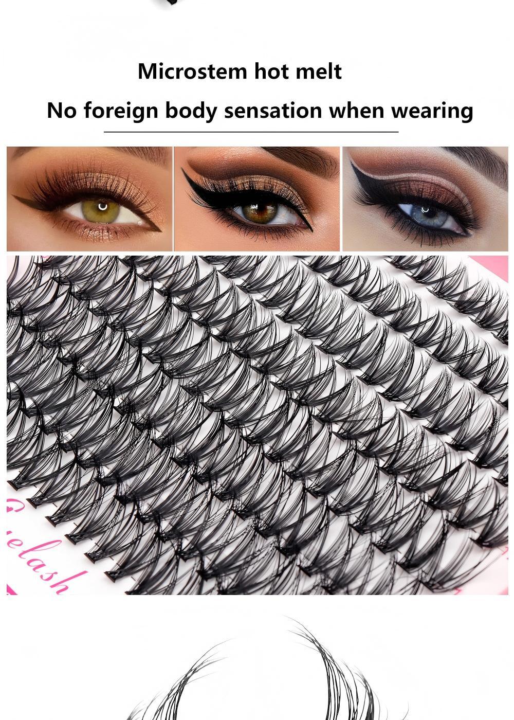 Mixed-length false eyelash set including adhesive, sealant, remover, tweezers, and lash clips; creates natural lashes; realistic lash clusters; lash enhancement; lash glue for extensions; individual false eyelashes; lash clusters; cosmetics; delivers a li