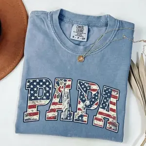 Comfort Colors Custom Daddy Dad Papa America 250th Anniversary Shirt, Patriotic Eagle Tee for Men, Distressed 4th of July Shirt, Father's Day Gift for Dad Papa Grandpa, USA Independence Day Graphic T-Shirt – DPCLICK