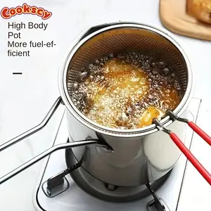 Stainless Steel Deep Fryer & Cooking Pot with Removable Strainer Basket — Fast-Boiling, Durable, Induction-Compatible Cookware for Seafood, Chicken, French Fries, Noodles & Milk