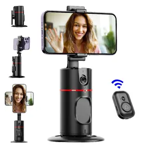 Upgraded Automatic Tracking Phone Holder, 360° Rotating Face & Object Tracking Camera Tripod with Remote Control, Portable All-in-One Smart Selfie Stick, Compatible with iPhone 14/13/12/11 Pro/XS, USB Charging, Rechargeable Lithium Battery,