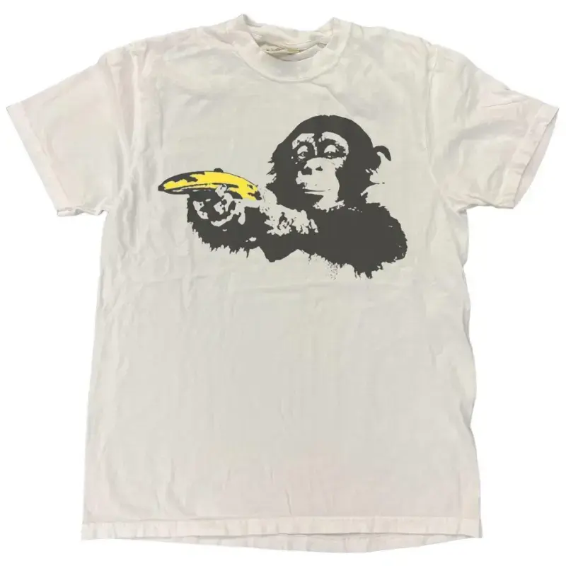 Monkey Banana Gun LOL T-Shirt, Funny Y2K Graphic Tee, Vintage Meme Monkey Shirt, Unisex Cotton Crewneck Streetwear Top for Men and Women