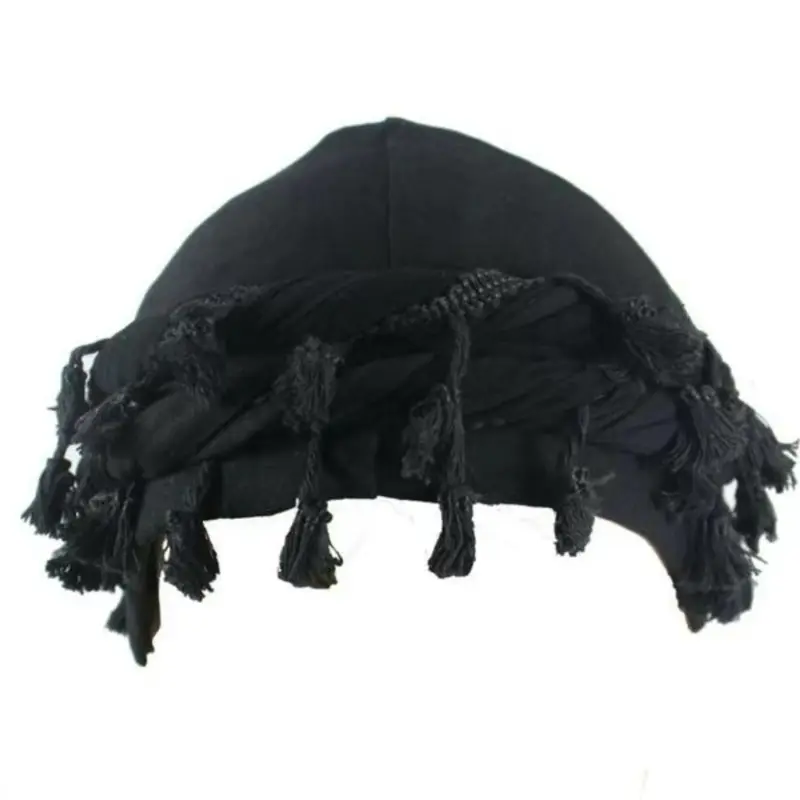 Men's Casual Turban Hat with Tassel Design Fashionable Trendy Plain Color Suitable for Party Daily Wear All Match Exquisite Ideal Birthday Gift Male Accessories Goth Style