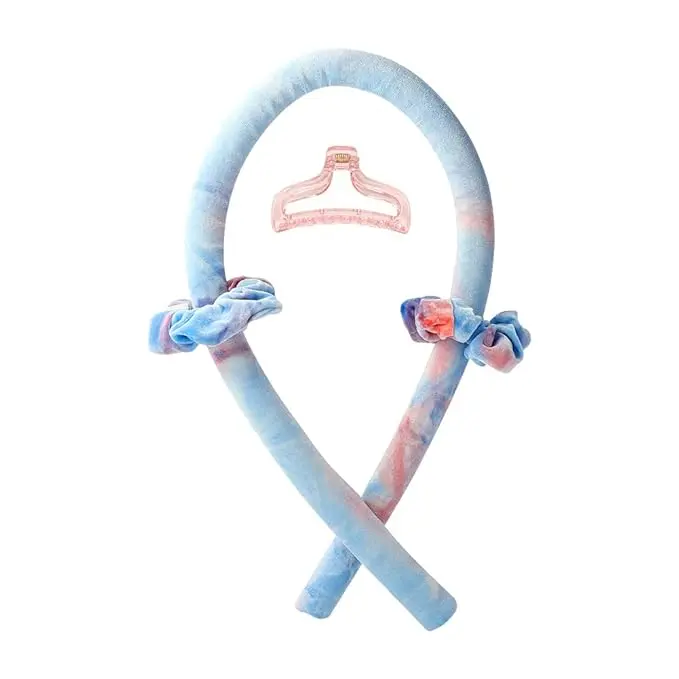 Heatless Curling Rod Headband – No Heat Silk Ribbon Hair Roller with Claw Clip for Natural Soft Waves, DIY Overnight Styling Tool