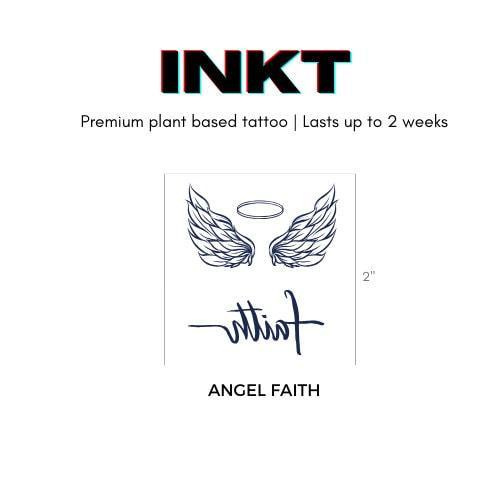Angel Wing Tattoo Faith Tattoo Letter Tattoo Temporary Tattoo 2 Week Tattoo Semi Permanent Tattoo Design Christian Tattoo Spiritual Tattoo
