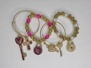 Charm  Bangle Bead Bracelet Set
