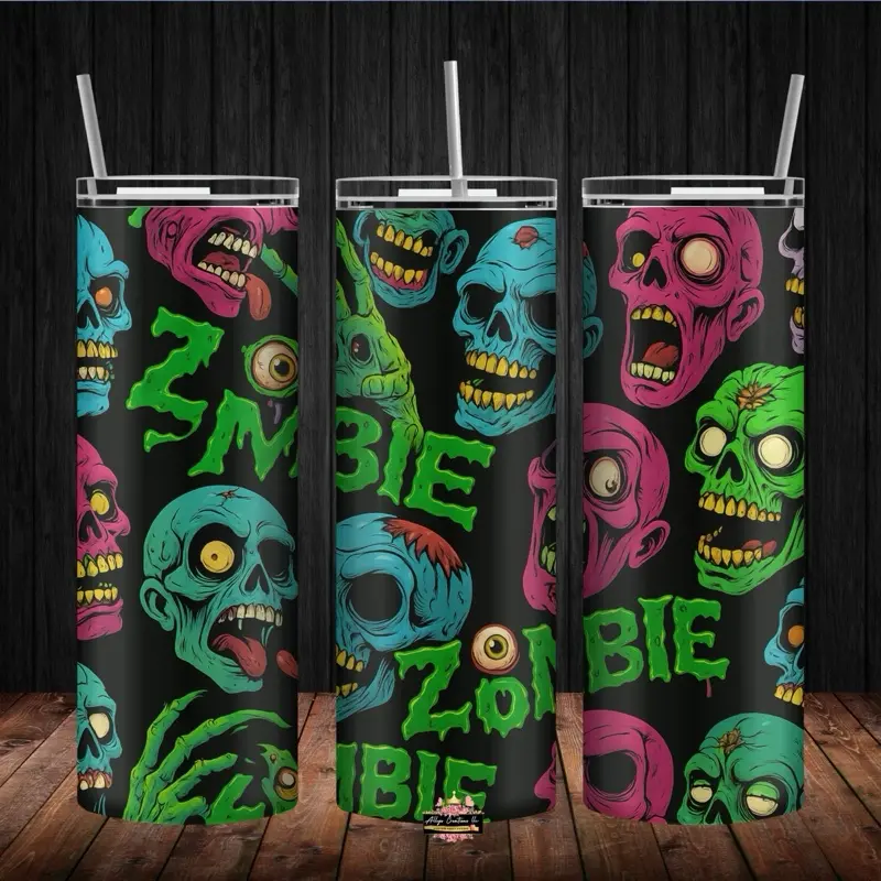 Zombie Apocalypse Themed 20oz Tumbler Cup with Lid Metal Straw & Cleaning Kit for Fresh Drinks On-the-Go