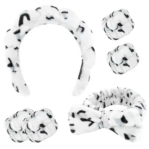 6Pcs Hair Headband Set, Terry Cloth Puffy Face Wash Headband, Skincare Headbands Sponge Makeup Headband, Microfiber Wristbands for Washing Face, Women's Hair Accessories