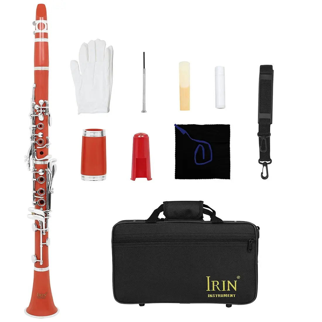 Irin Clarinet  Set with 17 Keys, Durable Hard Case, Two Mouthpieces  Accessories, Ideal for Beginners Performance and Practice