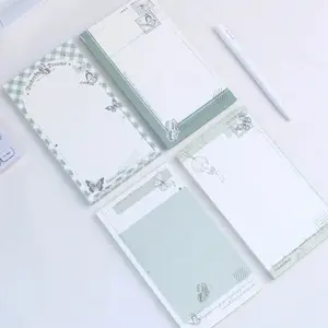 A6-E Memo Pad with Clear Crystal Cover 120gsm Writing Paper Featuring Green Butterfly Designs  for Planning and Notes