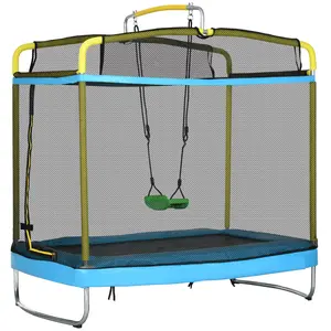 Multifunctional Kids Trampoline Integrated Multiple Play Items Wear Resistant High Density Jump Pad Foam Wrapped Metal Posts Full Cushion Protection Suitable for All Season Daily Jumping Exercise