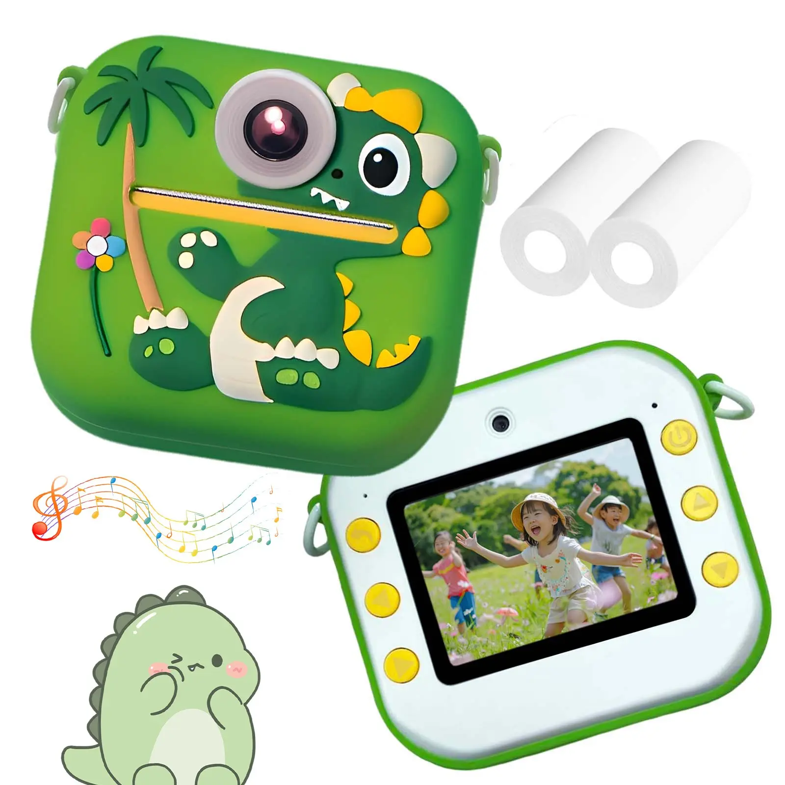 Upgraded 1080P HD Dino Digital Camera - Kids' Selfie Instant, Various Colorways & Portable - Captivating Birthday Surprise for 3-12 Years Old