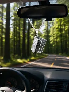 Classic Flip Bible Pendant Necklace Car Ornament, Alloy Rearview Mirror Hanging Decoration, Beautiful Cross Display Piece Gift