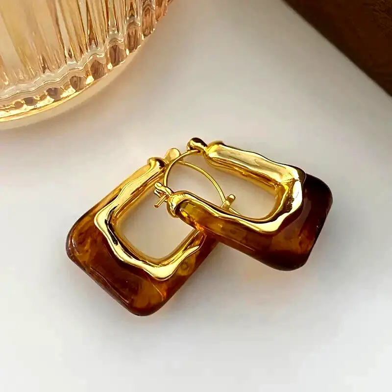 Women's Retro U-Shaped Chunky Gold Finish Earrings - Lightweight, All-Match Fashion Jewelry, Party Wear Accessory, Exquisite Birthday Gift for Women, Earrings For Women, Chunky Jewelry