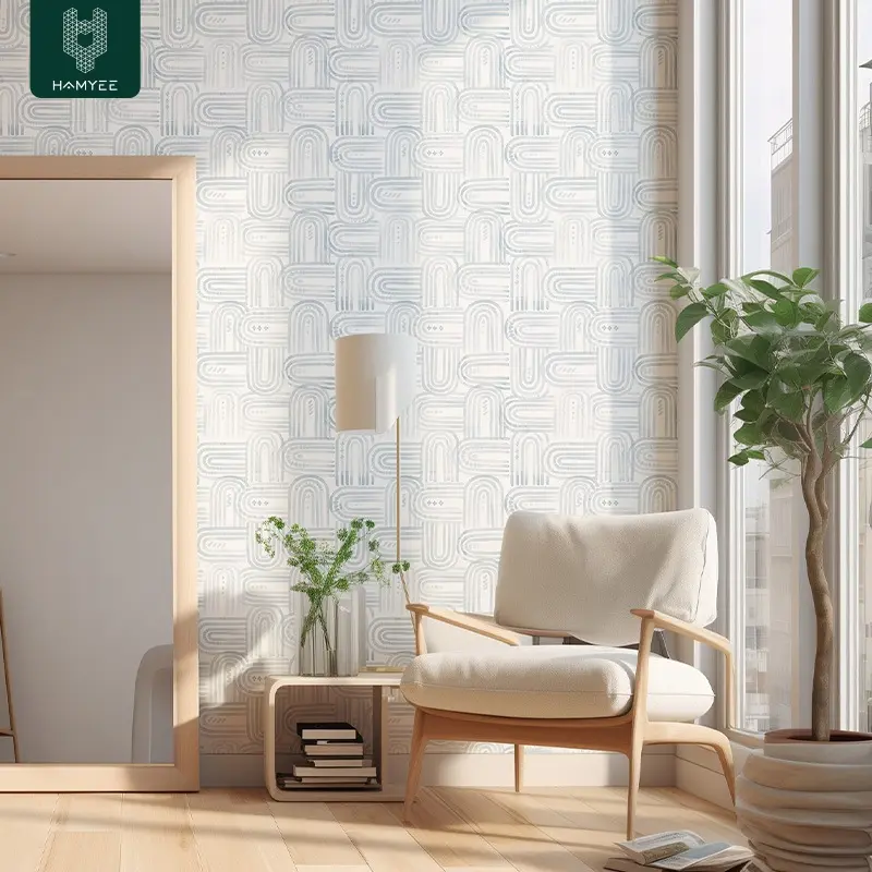 1 Piece 3D Textured Geometric Line Self-Adhesive Wallpaper | Thickened Peel-and-Stick Decal for Wardrobes, Desks, Walls & Furniture | Waterproof for Living Room/Kitchen/Bedroom, 44cm*300cm (17.32in*118.11in)