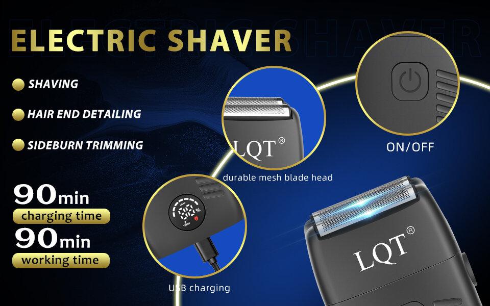 LQT Men's professional electric haircut set,  Hair Clipper  including a razor, Nose Trimmer suitable for family barber shops, digital display LCD screen, USB charging, Father's Day gift Free Scissors & Cape