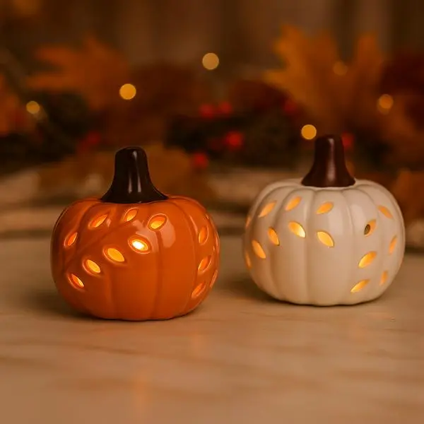 LED Ceramic Pumpkin | Fall Decor | Light Up Pumpkin | Halloween Decoration