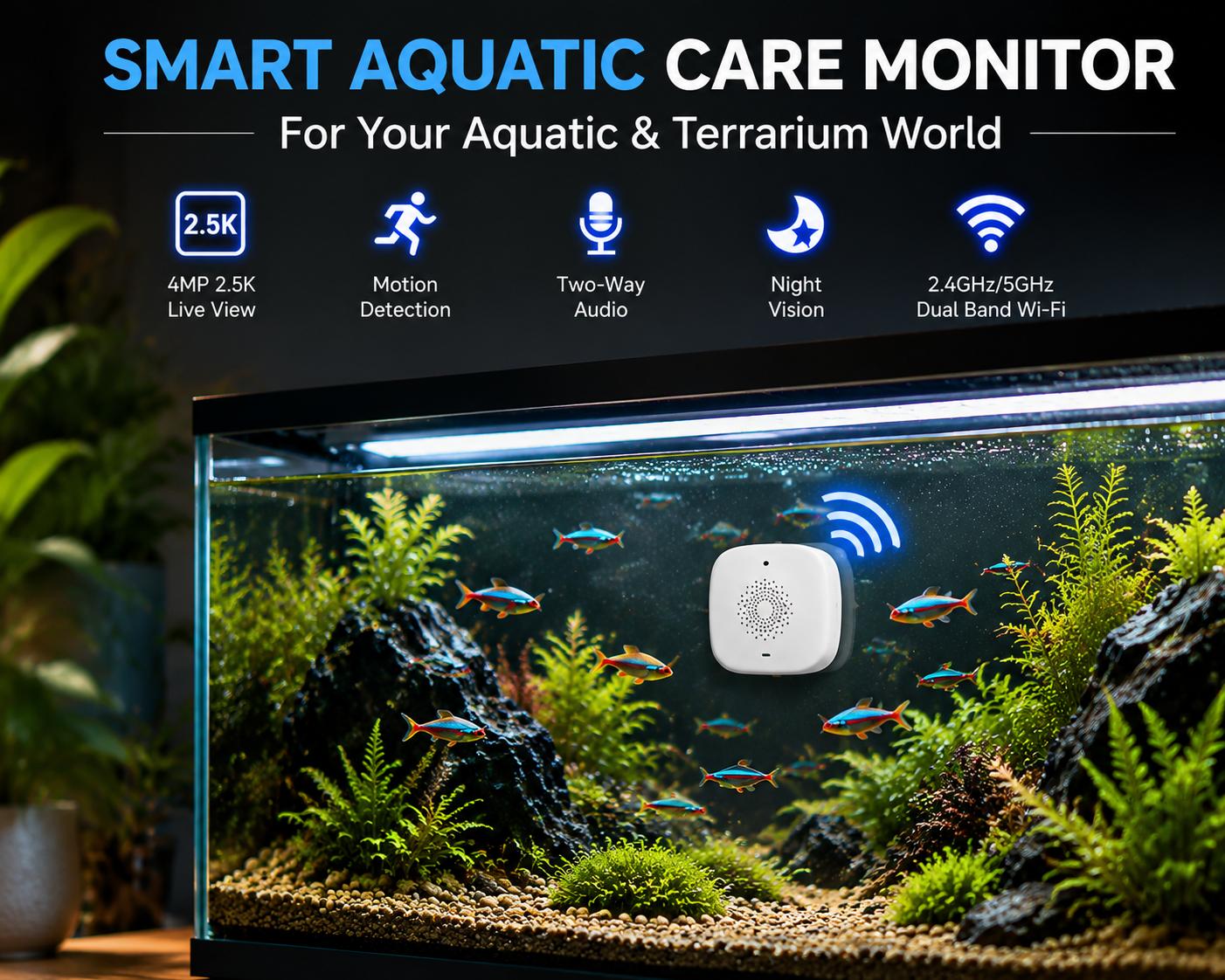 Wireless Window security Cameras for Home 4MP 2.5K, Indoor WiFi Cameras 2.4GHz/5GHz, Motion & Person Detection with Auto-Focus , Easy Installation, 24/7 Recording Works, Magnetic Install &Close-Focus Lens for Fish,Lizard, Hamster, Chameleon, Gecko, Snakes