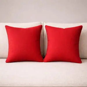 Set of 2 Small Red Cushion Pillows (18x18 Inches)   Add comfort and style to your space with this beautiful set of 2 red cushion pillows ️   Size: 18 x 18 inches  Color: Solid Red  Material: Soft, smooth, and durable fabric  Filled & Ready to Us