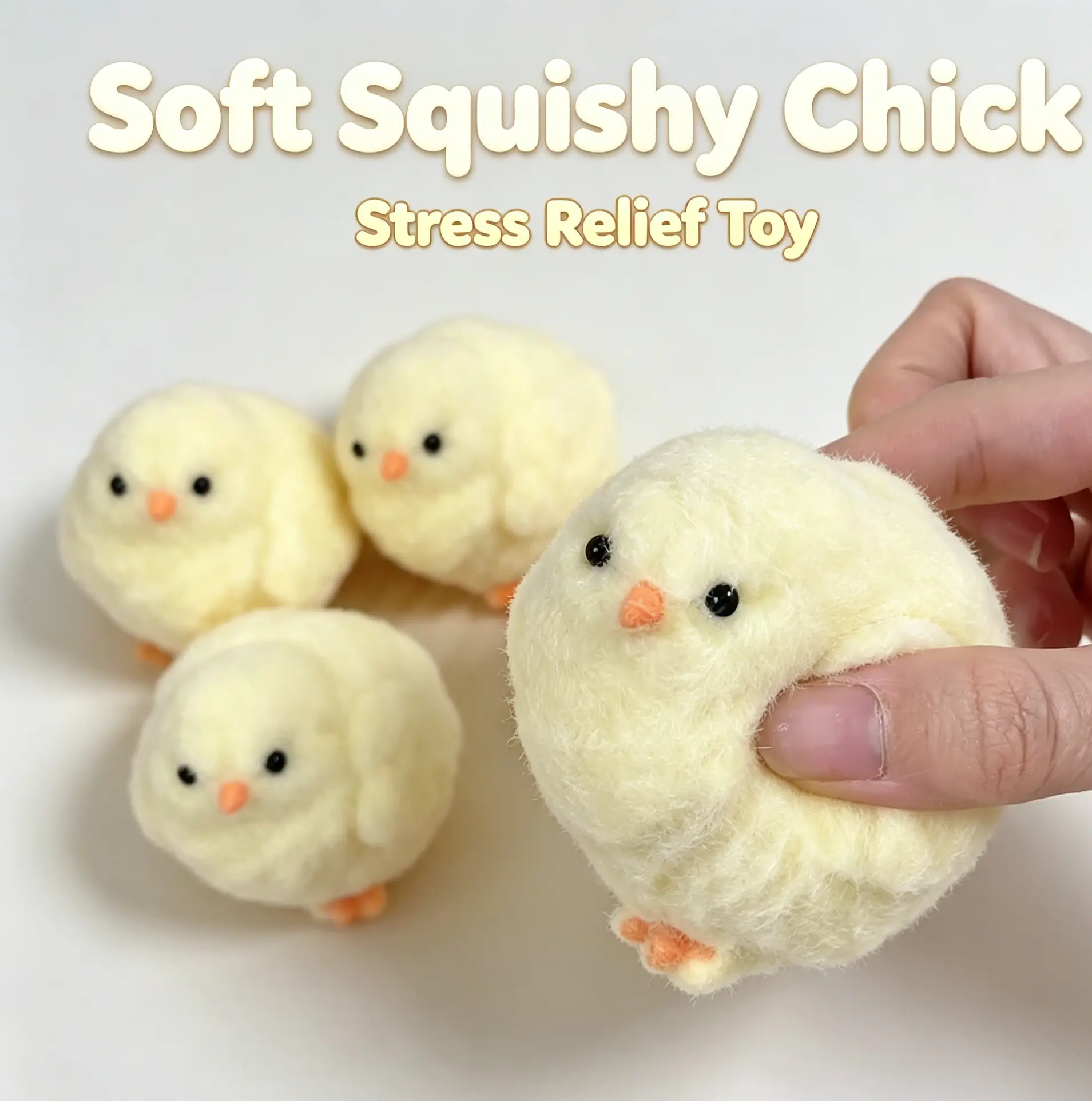 Sensory Fidget Ball Handmade Taba Squishy Chick, 2pcs Extra Soft TPR Squishy Fidget Squeeze Toys, Stress Relief Decompression Kawaii Squishies, Anxiety Fidgets, Party Favors Holiday Gift for Kids and Adults