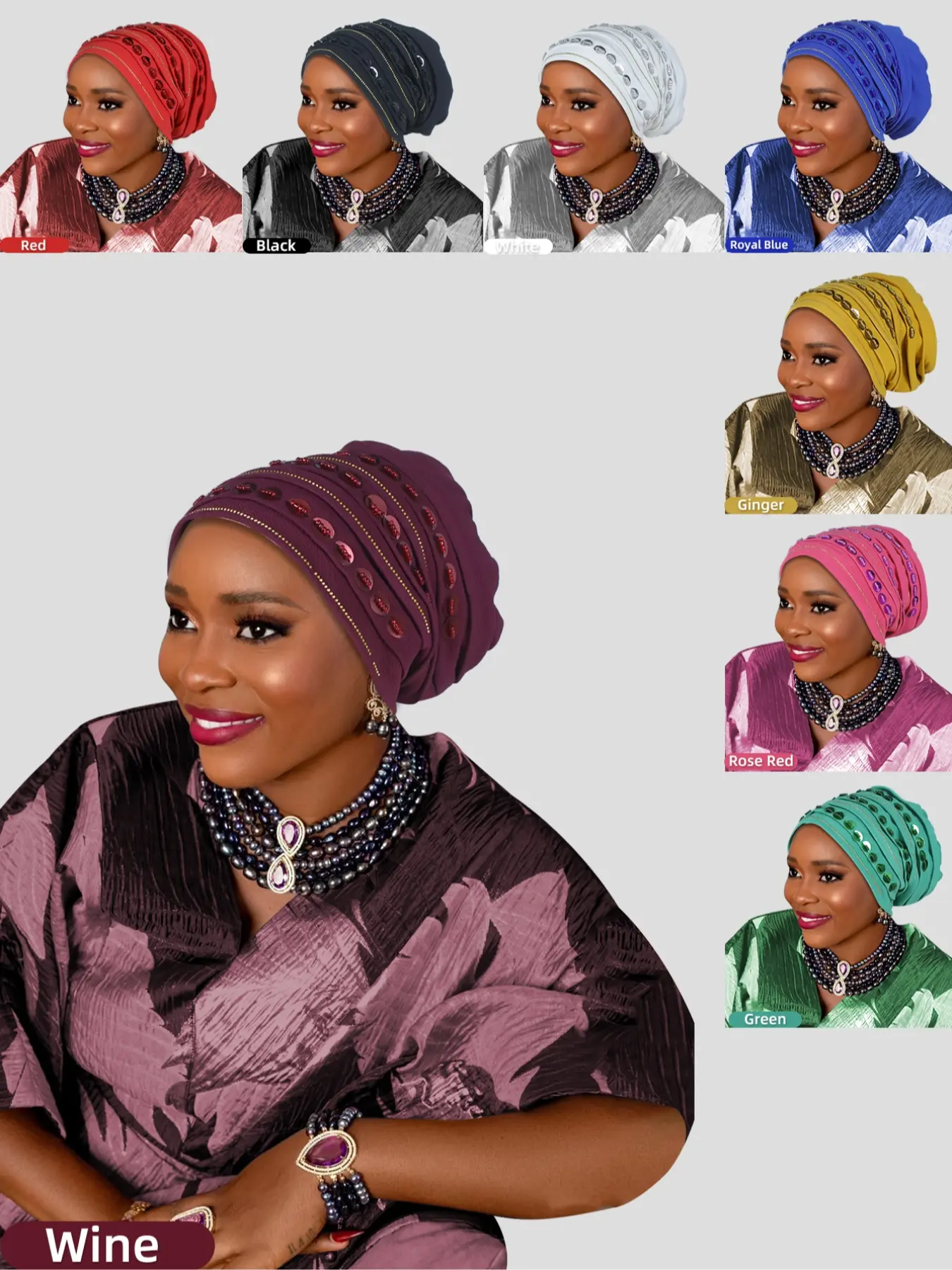 Women's Rhinestone Turban Hijab Headscarf Cap, Turban Wraps, Elegant Muslim Style Wraparound Scarf for Religious Activities & Daily Wear