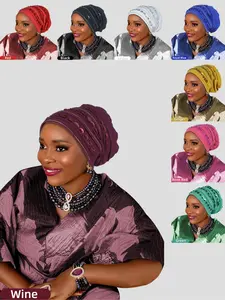 Women's Rhinestone Turban Hijab Headscarf Cap, Elegant Muslim Style Wraparound Scarf for Religious Activities & Daily Wear