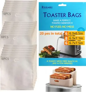 20 Pack Toaster bags 3 Sizes Toaster Bags for Heat Resistant, Suitable for Grilled Cheese Sandwiches, Chicken, Nuggets, Panini and Garlic Toasts - 20 Pack