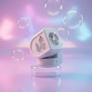 Automatic Bubble Machine with LED Light - Portable Shake & Blow Bubble Blower for Kids 3+, Multi-Angle Bubble Maker for Wedding/Birthday Party, Black/White