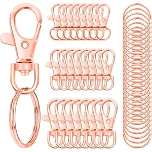100PCS Swivel Snap Hooks with Key Rings, Premium Metal Swivel Lobster Claw Clasps Assorted Sizes (Large, Medium, Small) for Keychain Clip Lanyard, Jewelry Making, Crafts, Rose Gold