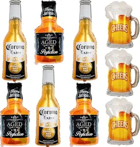 9pcs Corona Whisky Beer Mug Mylar Helium Balloons, Men Women Boys Girls Beer Themed Birthday Party Decoration, Baby Shower Engagement Decoration Supplies