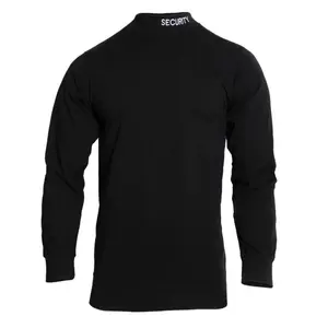 ROTHCO Men's Security Mock Turtleneck - Black Cotton Lycra Regular Sleeve Top with Embroidered "SECURITY" Collar - Classic Uniforms Menswear Workwear Mock Shirt for Cold Weather