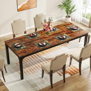 78.7-inch Extra-Long Double Desk — Industrial Wood-Texture Computer Desk for Home Use, Company Long Conference/Negotiation Table