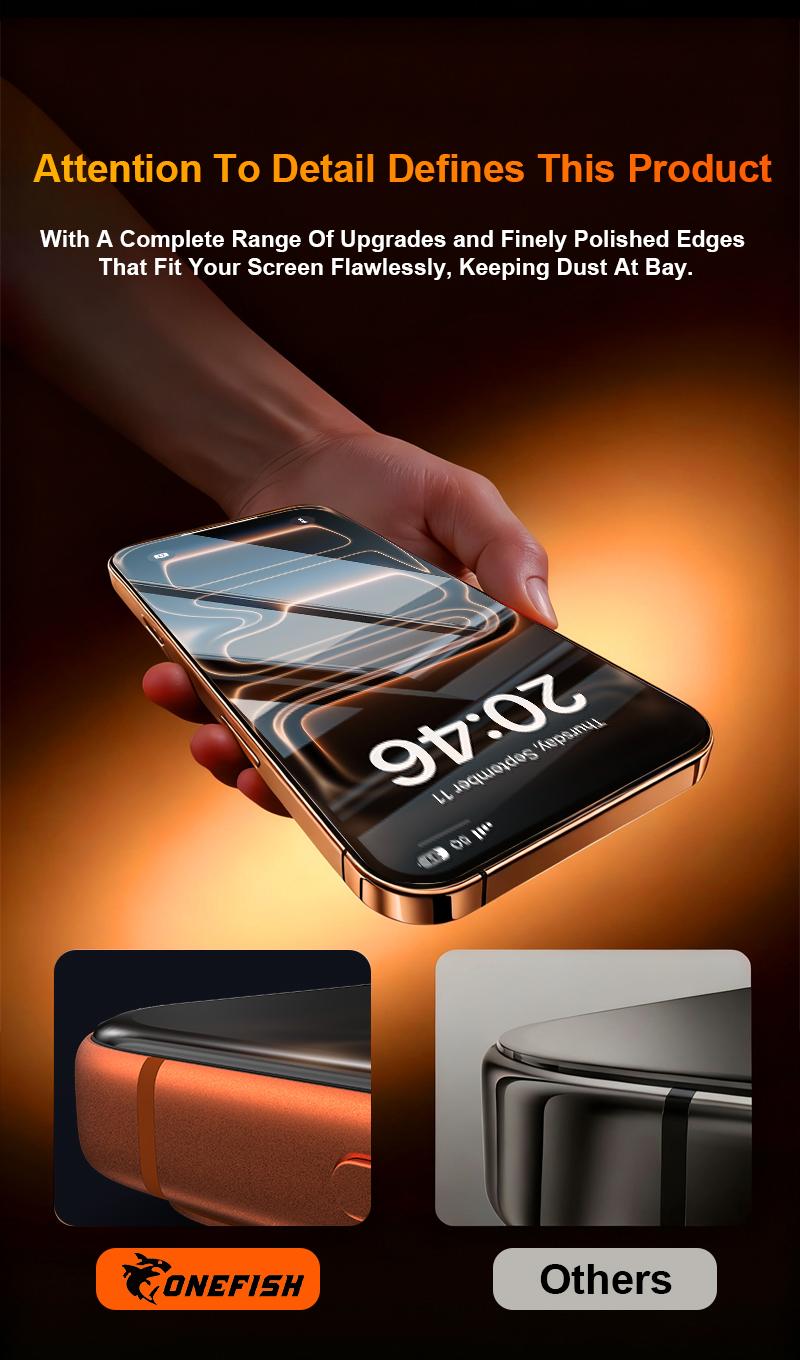 One Fish 2-Pack Screen Protector for iPhone and Samsung–Crystal Clear, Scratch-Resistant, Ultra-Smooth Touch, Privacy Protection, Easy Installation