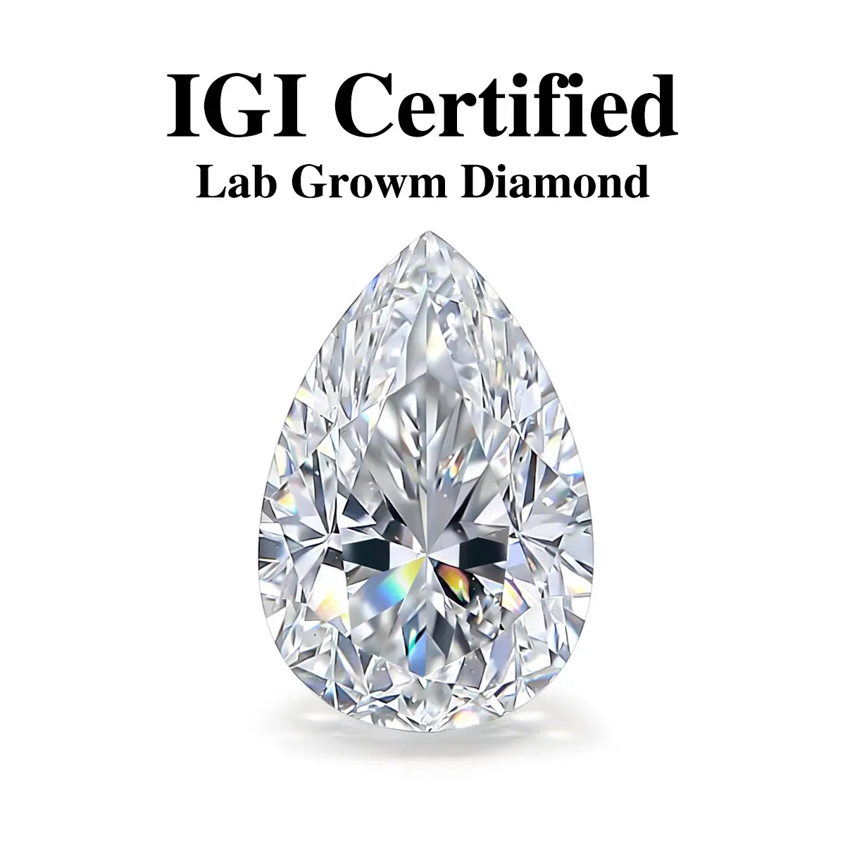 YFN [X] Carat Pear Cut Brilliant Lab-Grown Diamond, D Color, VVS1 Clarity Loose Gemstone with Custom Size for Engagement Ring Jewelry