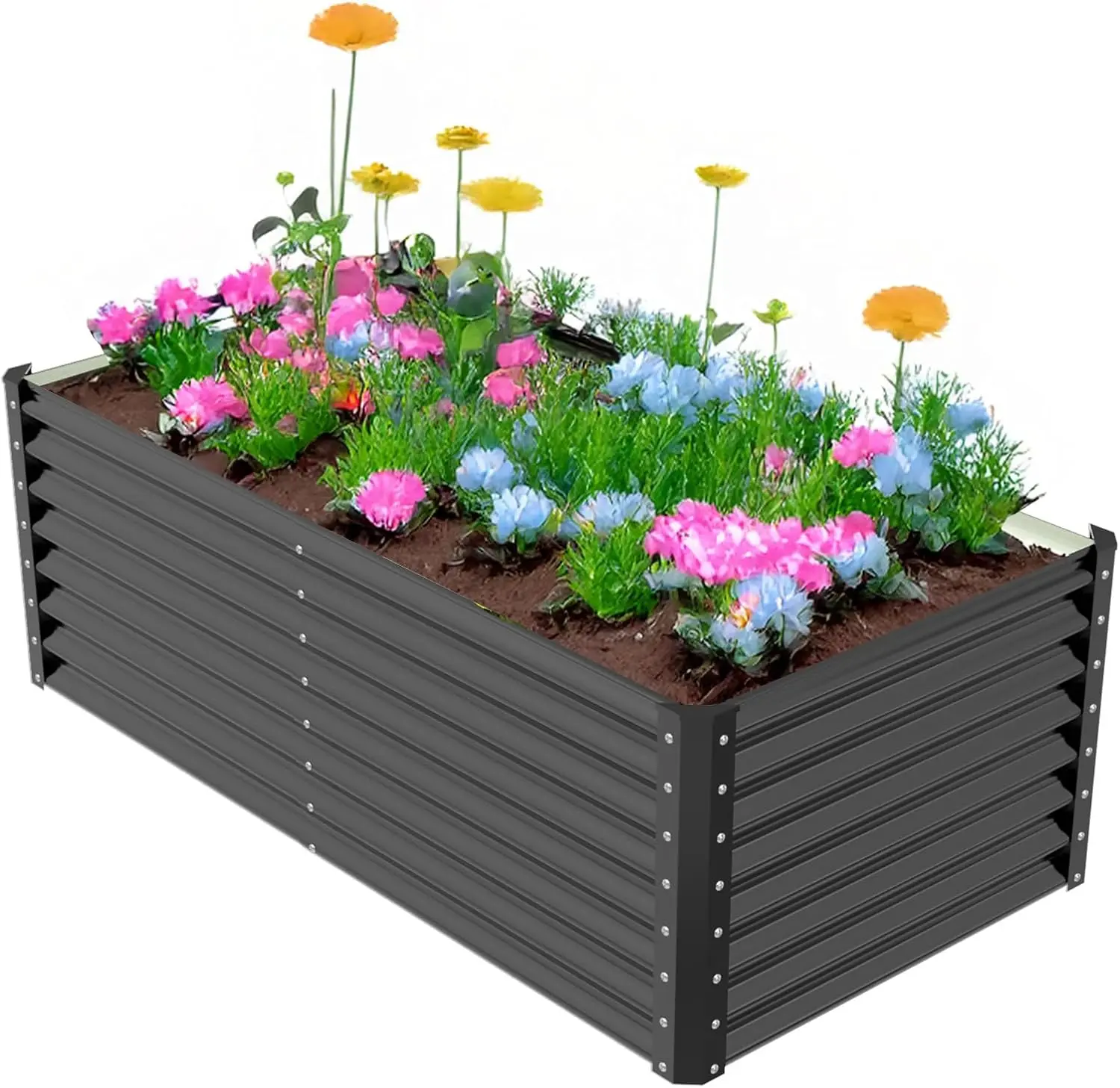 VINGLI 6x3x2ft Raised Garden Bed, Large Planter Garden Boxes Outdoor, Planter Raised Beds Kit for Gardening for Vegetables, Flowers, Herbs