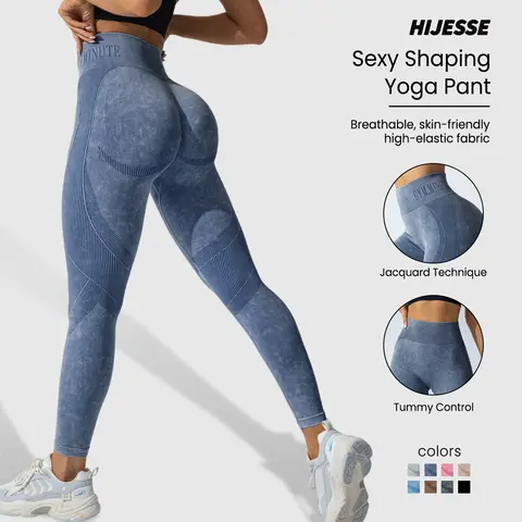 Hijesse Women's Solid High Waist Sports Leggings Sporty High Stretch Fabric Yoga Jogger Pants for Fitness & Gym Wear Essential Womenswear