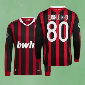 09 10/Home Kit/80# Ronaldinho/Retro/Long Sleeve/Soccer Jersey/Fans Version 09 10/Home Kit/80# Ronaldinho/Retro/Long Sleeve/Soccer Jersey/Fans Version