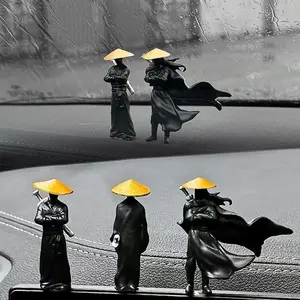 Mini Asian Samurai Statue Set - 3 Pack Resin Figurines for Home Decor, Office Desk, Zen Garden, Car Dashboard Display - Unique Gift for Men, Anime & Martial Arts Fans (2 Inch Height) window Ornaments