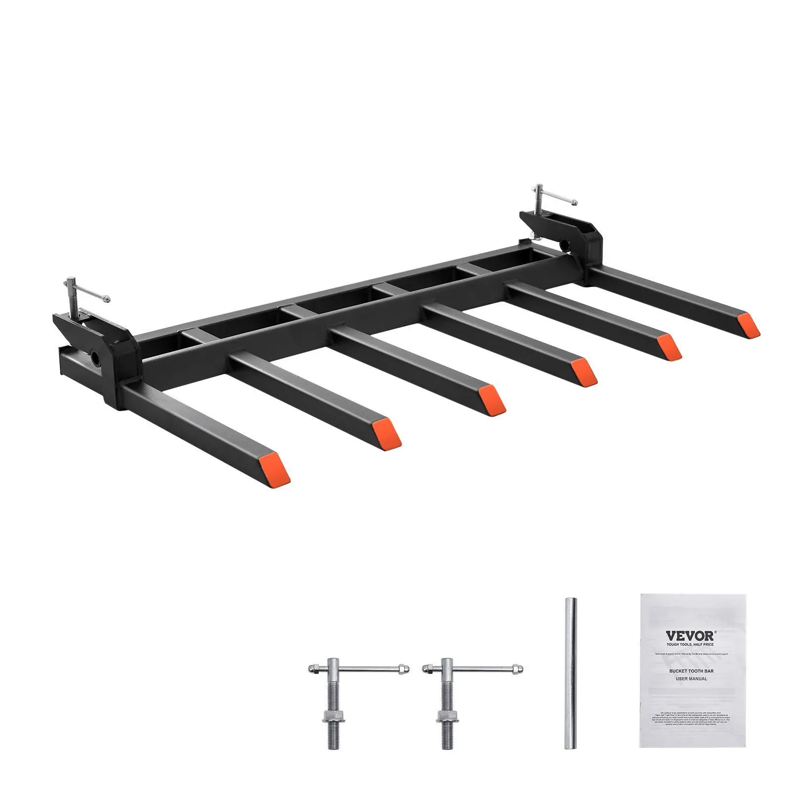 【SummerFinds】VEVOR Clamp on Debris Forks to 60" Bucket,  4560 lbs Capacity Heavy Duty Clamp on Pallet Forks Bucket Attachments, Fit for Loader Bucket Skidsteer Tractor to Clean up Fallen Limbs Debris or Yard Wwaste