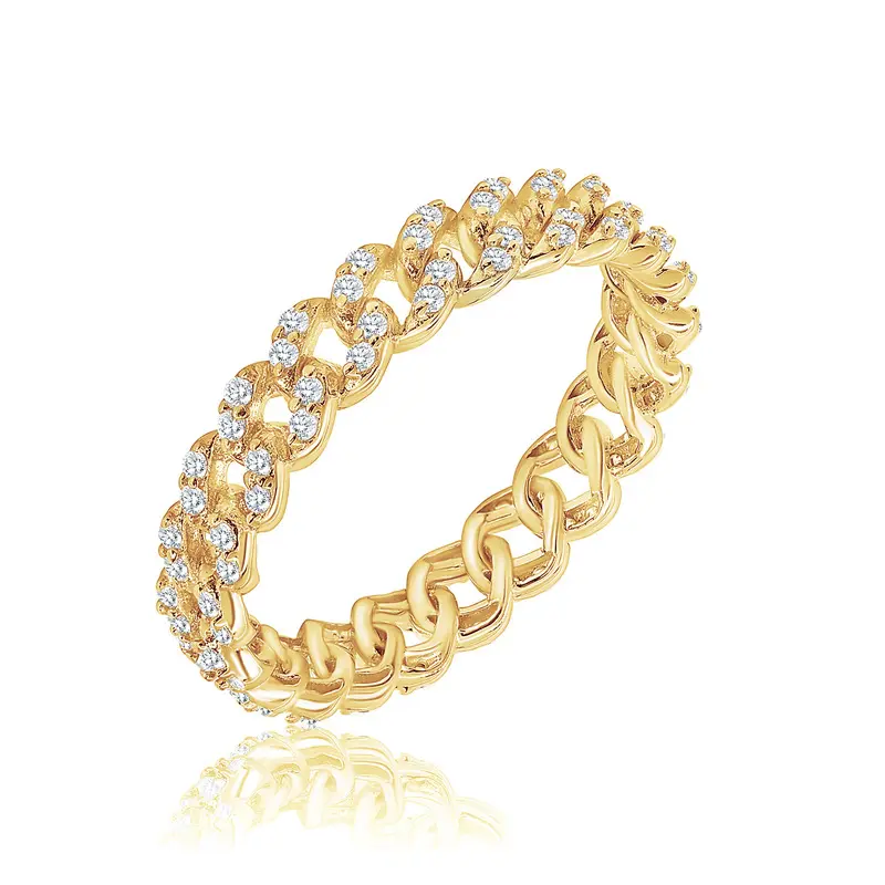 Cuban Chain Ring - Elegant Chain-Link Unisex Fashion Ring, Customizable Stackable Costume Jewelry Accessory