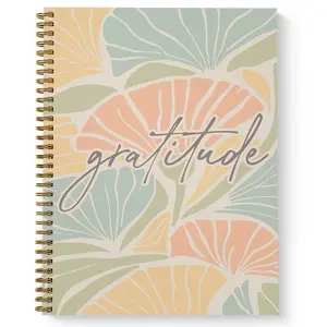 Floral Gratitude Spiral Notebook / 8.5" x 11" Journal / 120 College Ruled Pages/Durable Gloss Laminated Softcover/Gold Wire-o Spiral Binding/Made in the USA