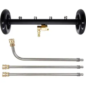 2-in-1 Washer Undercarriage Cleaner Water Broom  16" Surface Power Attachment With 4 Nozzles 3 Extension Rods And Qc Pivot Coupler 4000 Psi 40cm