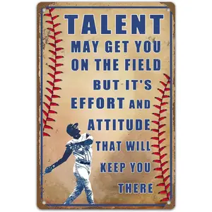 Vintage Baseball Wall Art Decor Baseball Room Sign Baseball Poster Sports Tin Sign Baseball Gifts For Boys Bedroom Baseball Metal Signs Motivational Sports Posters Baseball Famous Quote Poster 12x8 In