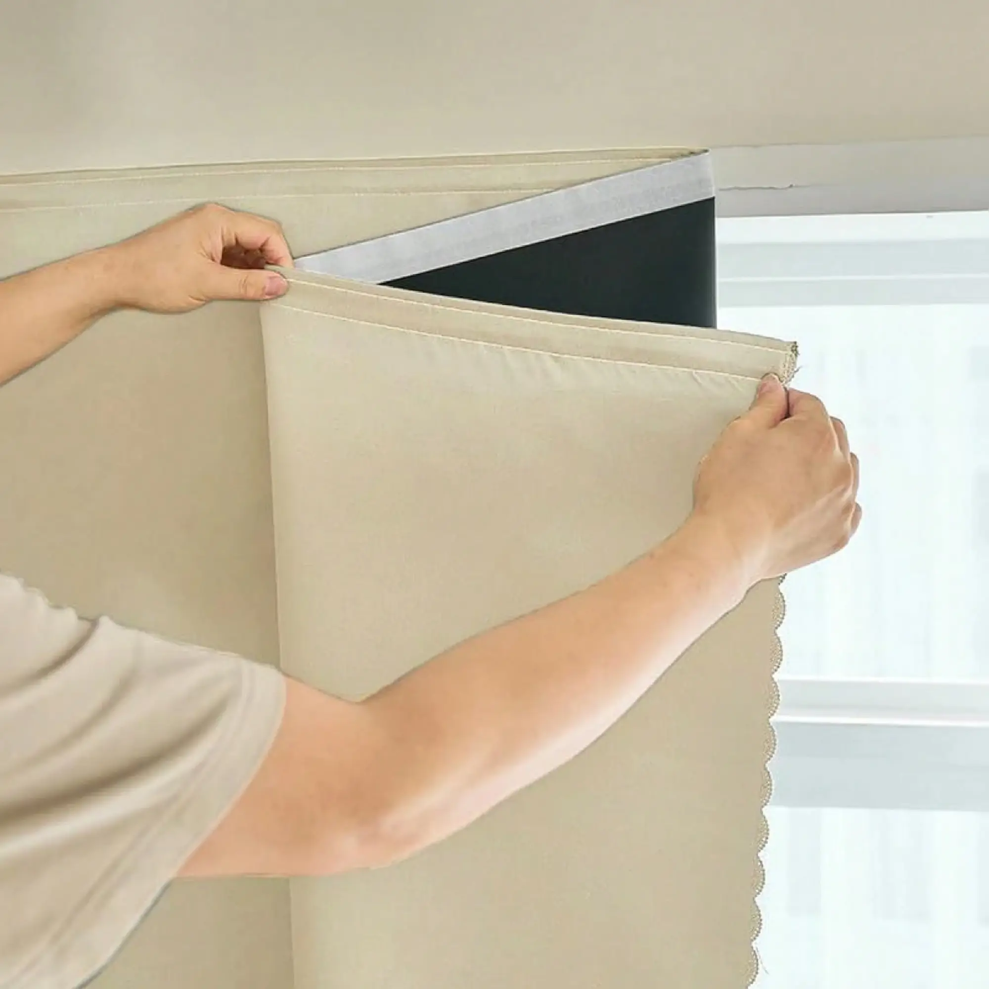 100% Blackout Magic Tape Curtain, No-Drill Design, UV Blocking, Easy Installation & Removal, Perfect for Bedroom & Living Room Decor