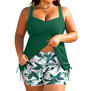 Aqua Eve Women Plus Size Tankini Swimsuit Two Piece Flowy Swimdress Bathing Suits with Shorts  SwimWeek  summervibes